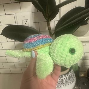 Handmade crochet rainbow turtle!